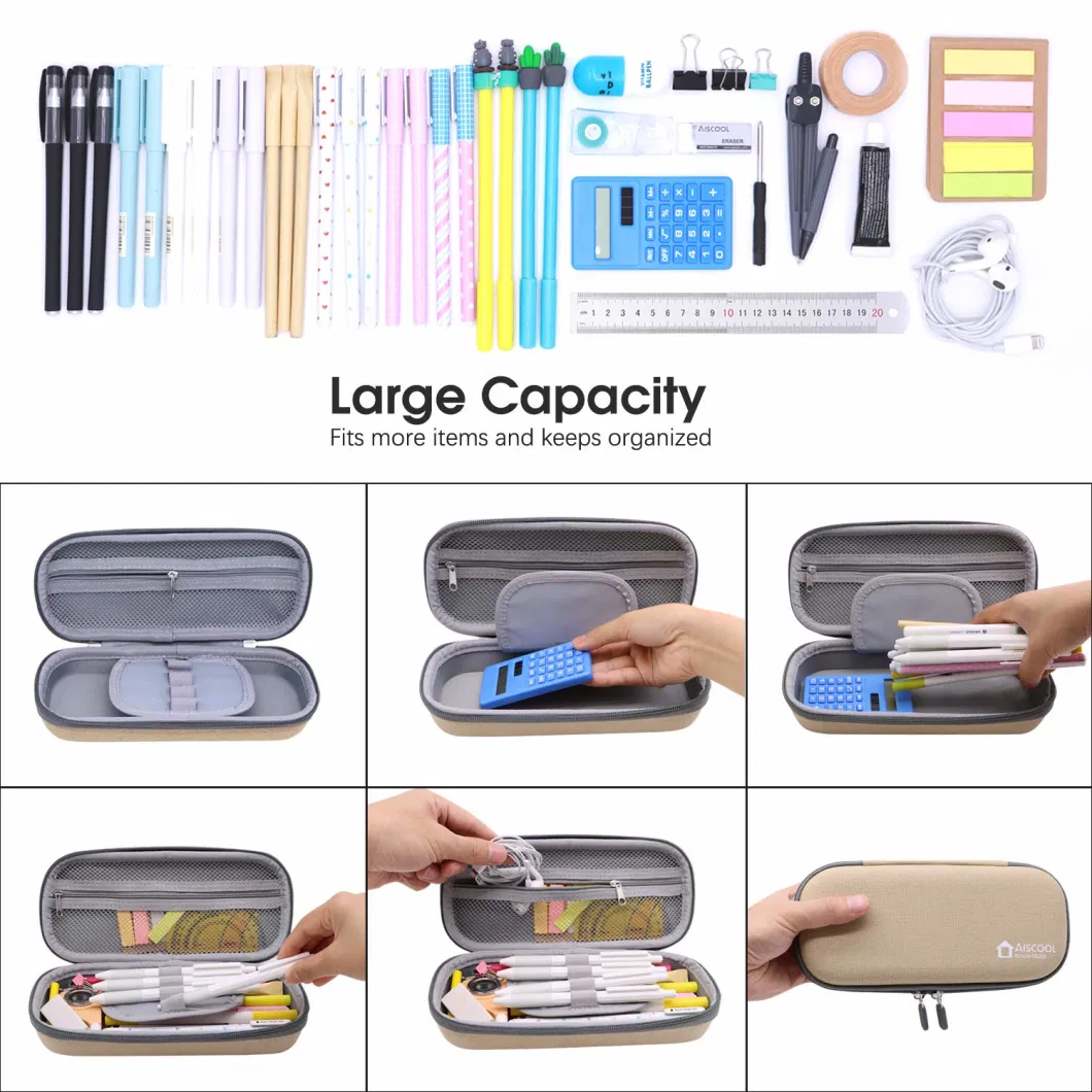 Hard Pen Pencil Case Canvas Pouch Holder Bag Big Capacity Stationery Box for School Supplies Office Stuff