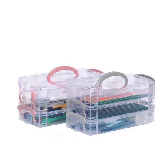 Boîte de rangement transparente en plastique, boîte de rangement en plastique pour dortoir d'étudiants cosmétiques bijoux papeterie boîte de Classification empilable