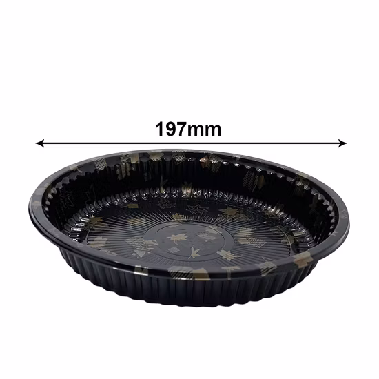 Plateau à sushis à emporter, vaisselle en plastique jetable, boîte rectangulaire en plastique Pet de 197mm de diamètre avec couvercle transparent, offre spéciale